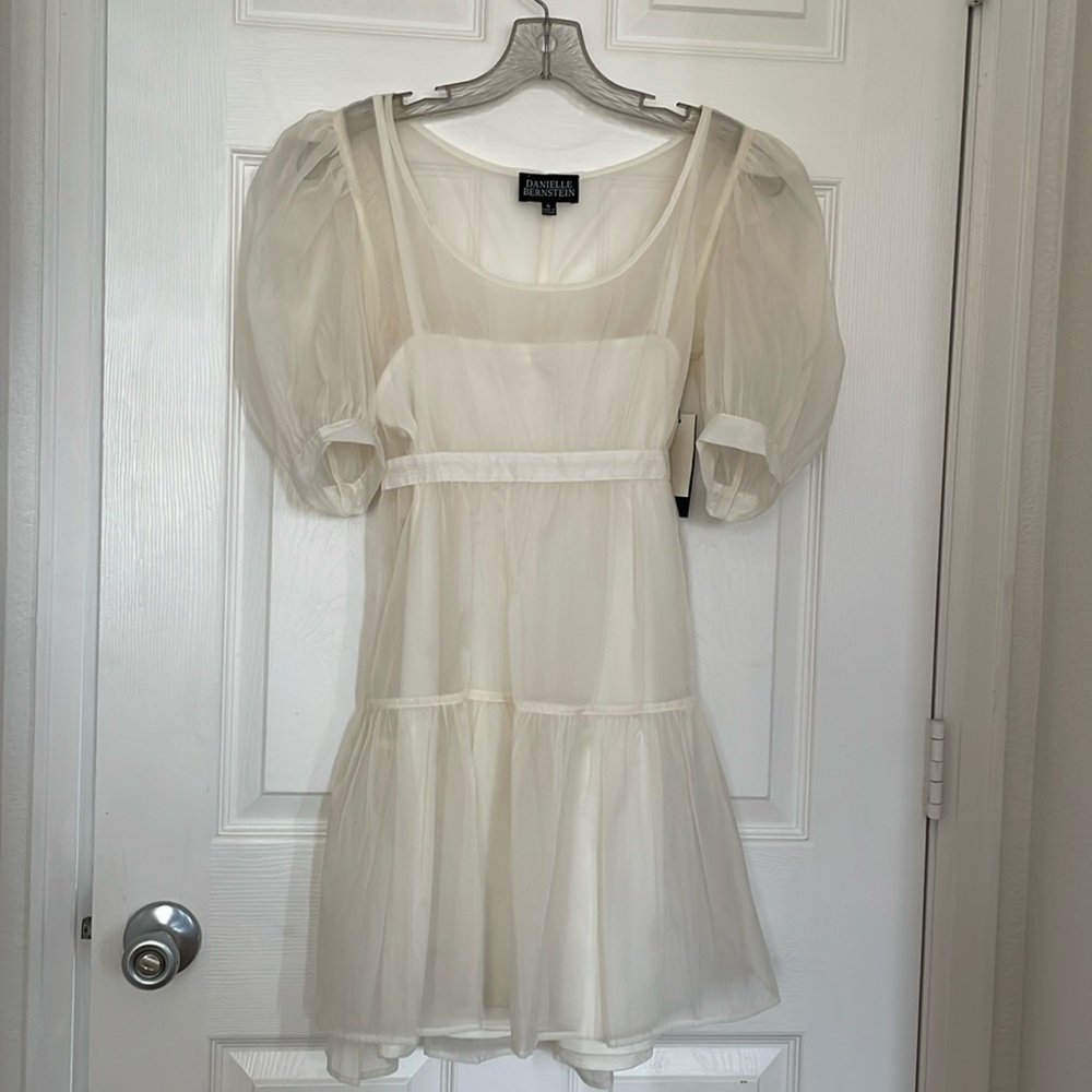 Danielle Bernstein Solid Organza Puff-Sleeve Mini… - image 3